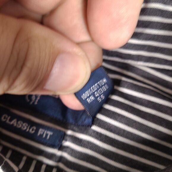 Vintage Ralph Lauren Dress Shirt Mens 16 34/35 Black White Striped Classic Fit‎ - Picture 6 of 16